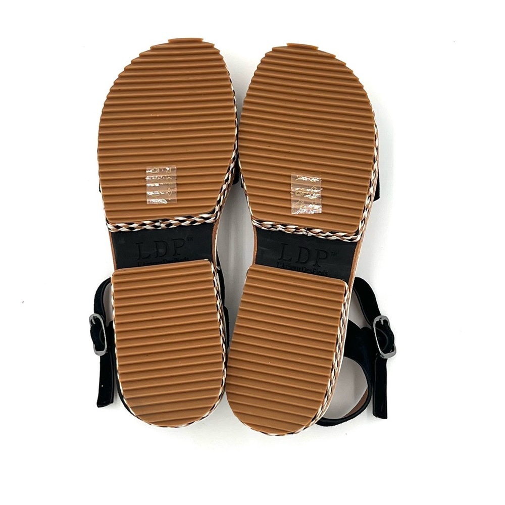 L’Amour Des Pieds Dalaney Platform Tan Black Suede Comfort Ankle Strap Sandals 8 - Picture 9 of 12